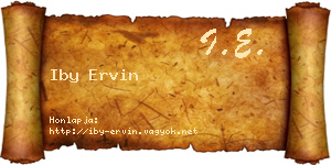Iby Ervin névjegykártya